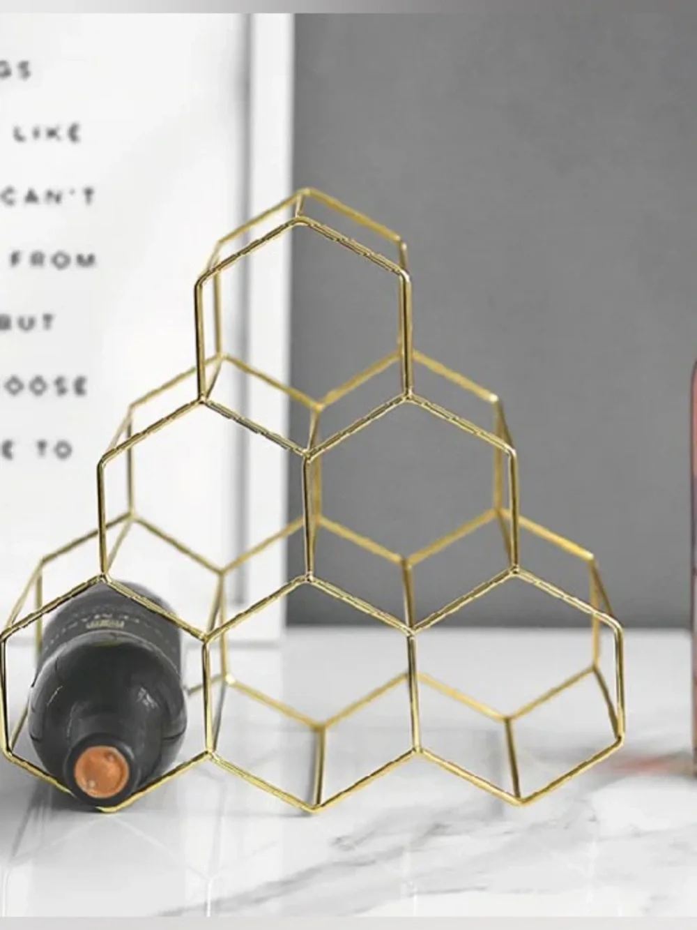 Gold Geometric Wine Rack - Picture 2 of 7